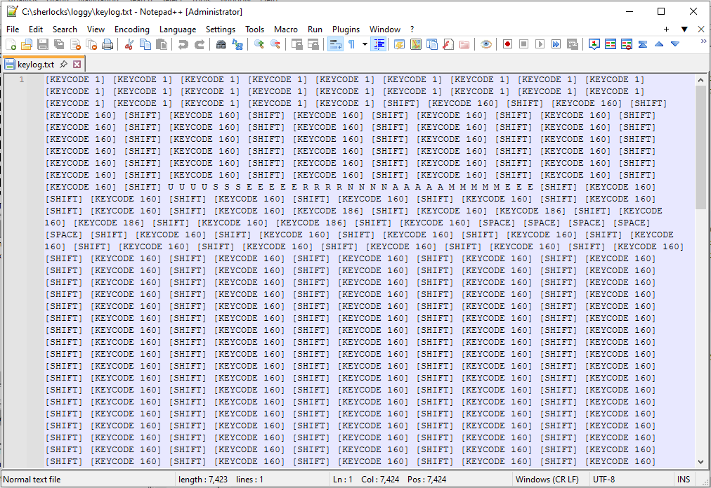 Task 8 Keylog Text